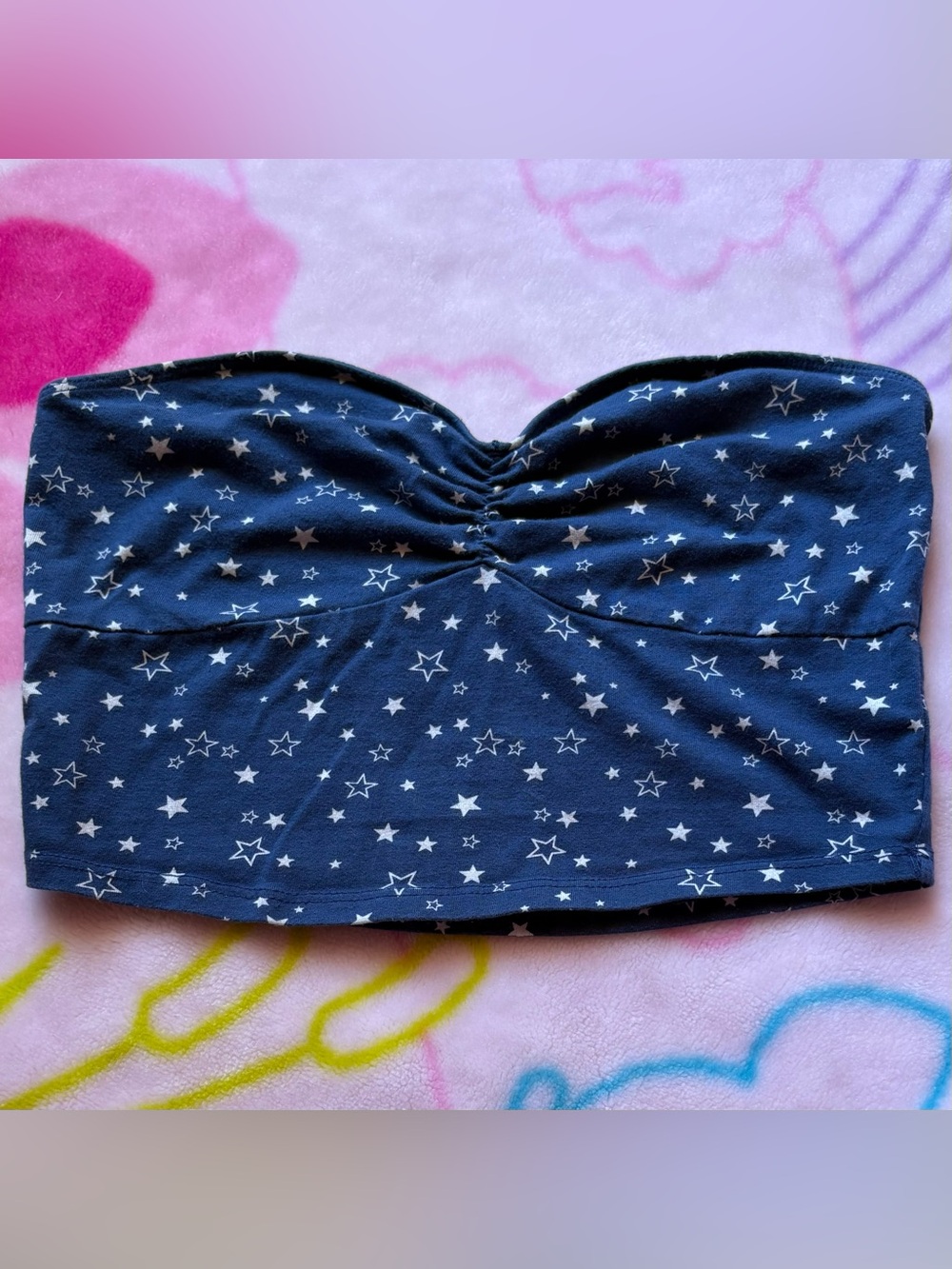 Forever 21 Navy blue cropped tube top with white stars